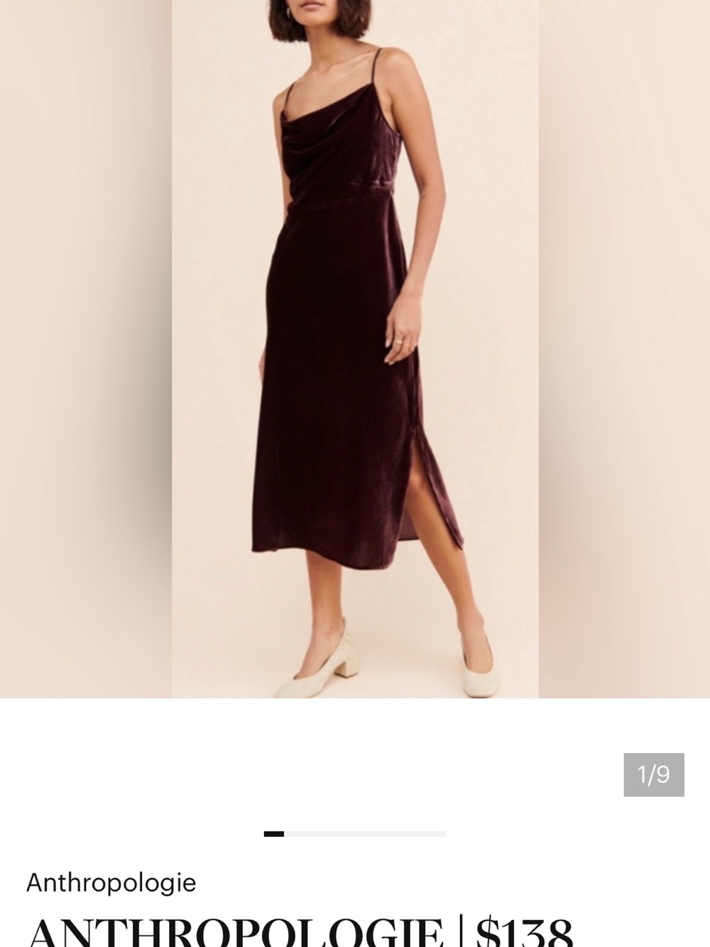 Anthropologie Velvet Slip Midi Skirt in Deep Plum